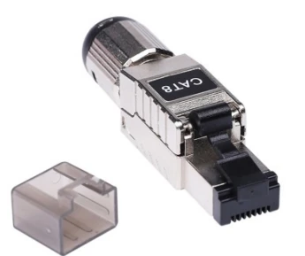 Shielded toolless RJ45 connector with helix locking cable entry